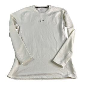 Nike Pro Dri Fit Long Sleeve Shirt Men Large White Compression Training Top